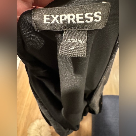 Express Black Bodycon Dress Long Sleeve Crew Neck size 2 - Picture 7 of 7